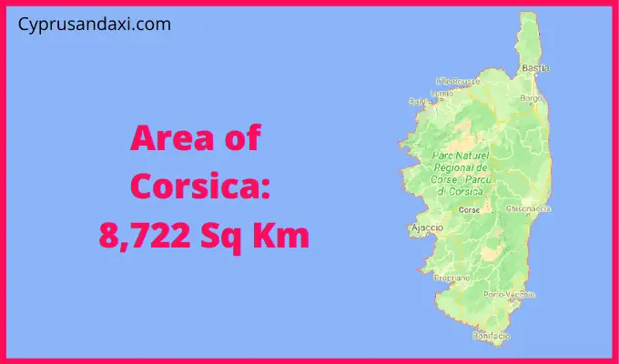 Area of Corsica compared to Italy