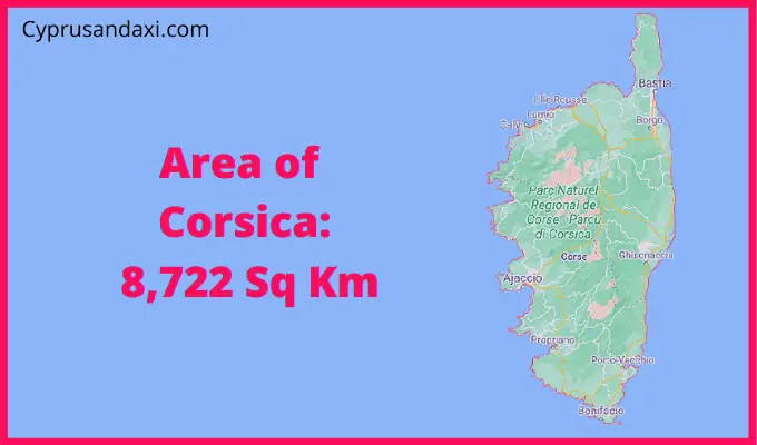 Area of Corsica compared to Japan