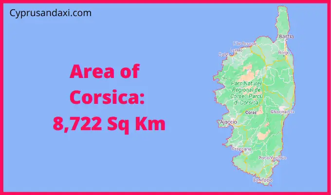 Area of Corsica compared to Paris