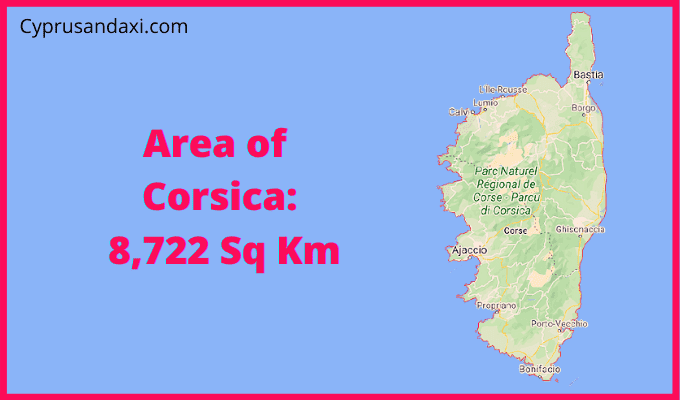 Area of Corsica compared to Vietnam
