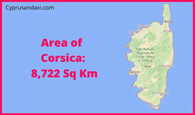 Area of Corsica compared to Zagreb