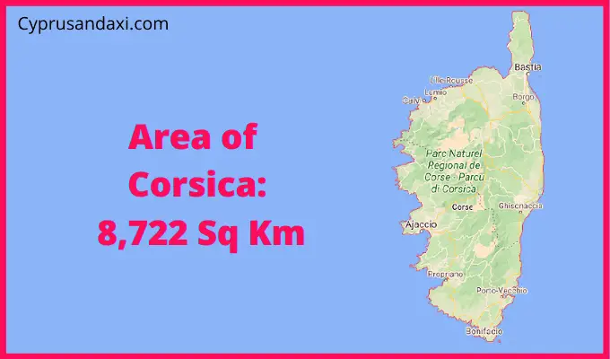 Area of Corsica compared to Zurich