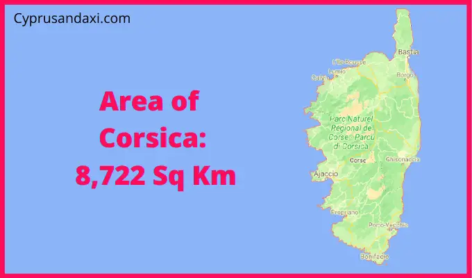 Area of Corsica compared to the Emirate of Dubai