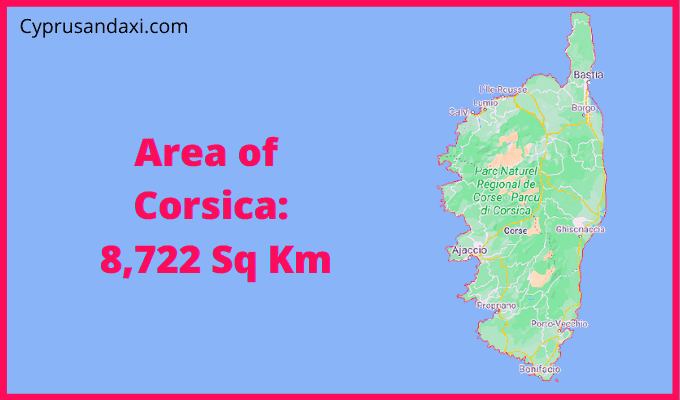 Area of Corsica compared to the Philippines