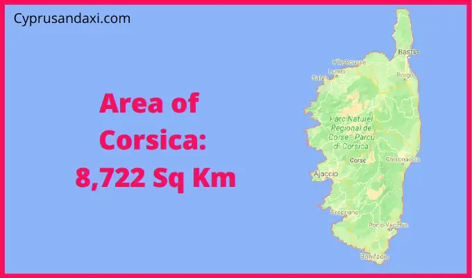 Area of Corsica compared to the Republic of Ireland