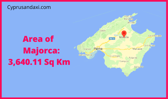 Area of Majorca compared to Ibiza