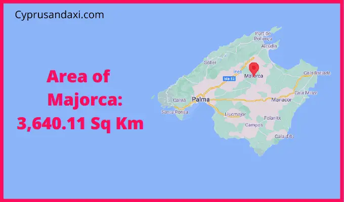 Area of Majorca compared to Ireland
