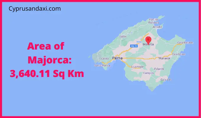 Area of Majorca compared to Menorca