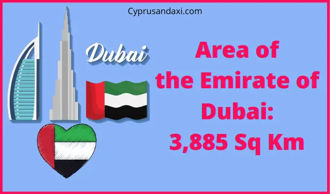 Area of the Emirate of Dubai compared to Corsica