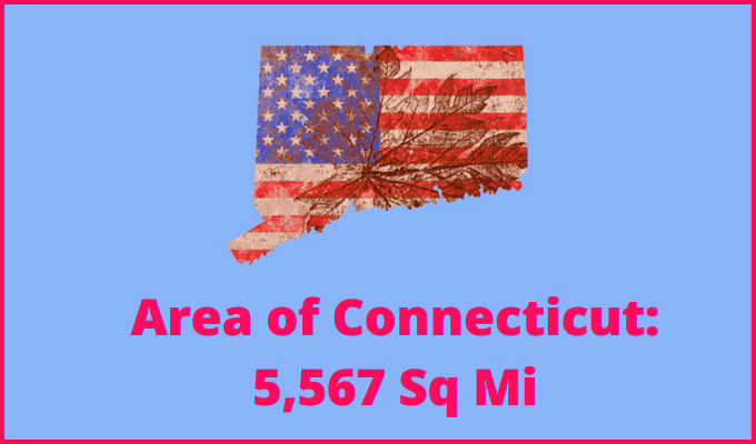 Area of Connecticut compared to Vermont