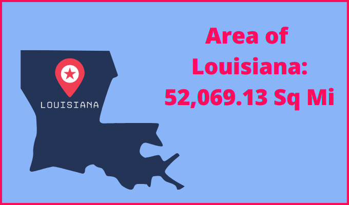 Area of Louisiana compared to Delaware