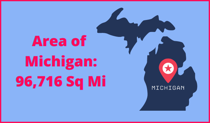 Area of Michigan compared to Connecticut