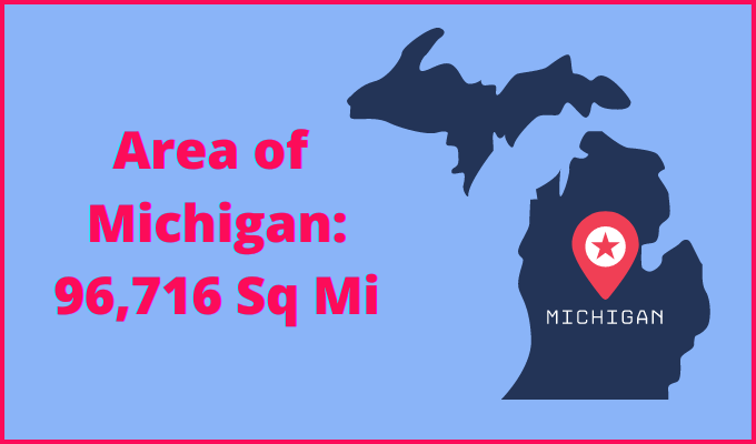 Area of Michigan compared to Hawaii