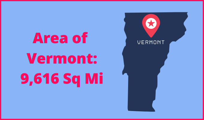 Area of Vermont compared to Connecticut