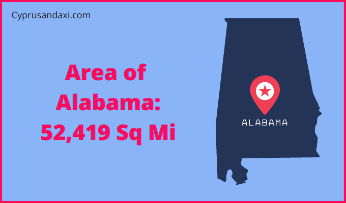 Area of Alabama compared to the Area of Belgium
