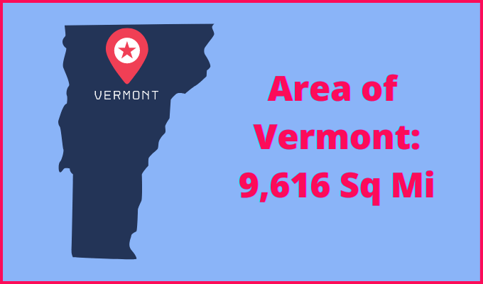 Area of Vermont compared to Rhode Island