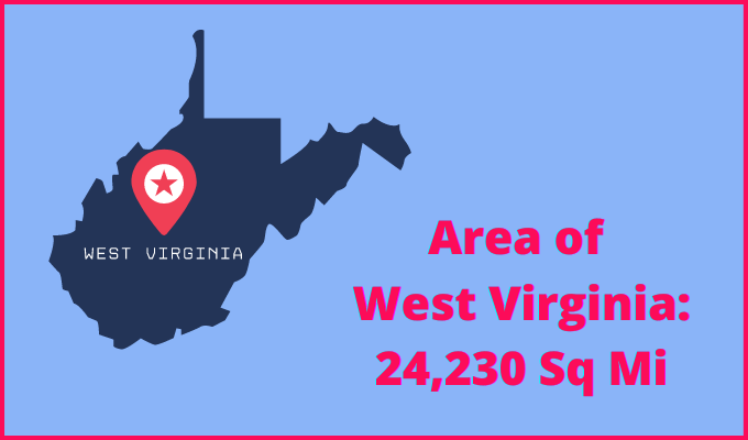Area of West Virginia compared to Louisiana