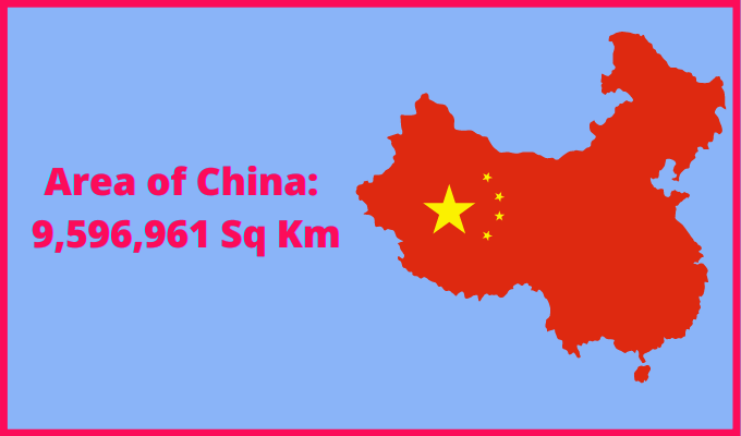 Area of China compared to Delaware