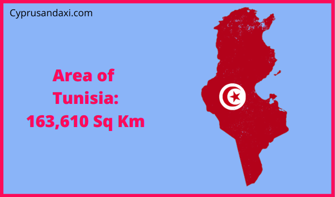 Area of Tunisia compared to Hawaii