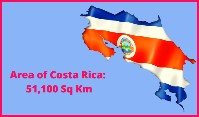 Area of Costa Rica compared to Louisiana