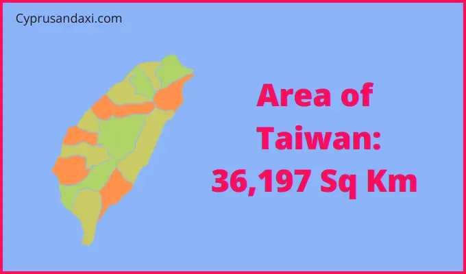 Area of Taiwan compared to Indiana