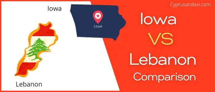 Is Iowa bigger than Lebanon
