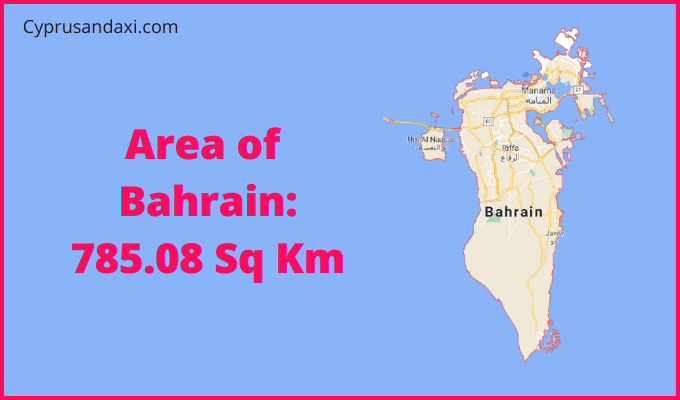 Area of Bahrain compared to Mississippi