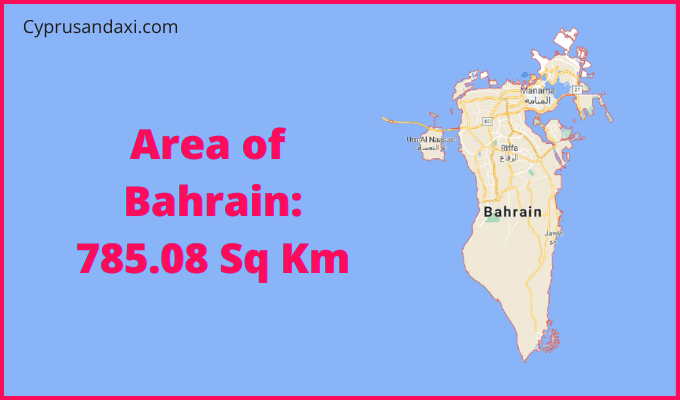 Area of Bahrain compared to Rhode Island