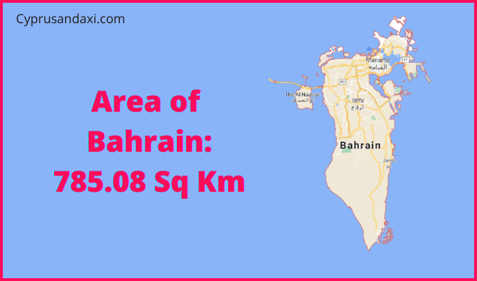 Area of Bahrain compared to South Carolina
