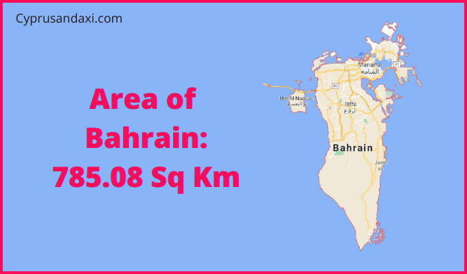 Area of Bahrain compared to South Dakota