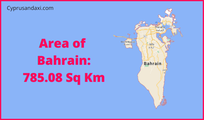Area of Bahrain compared to Vermont