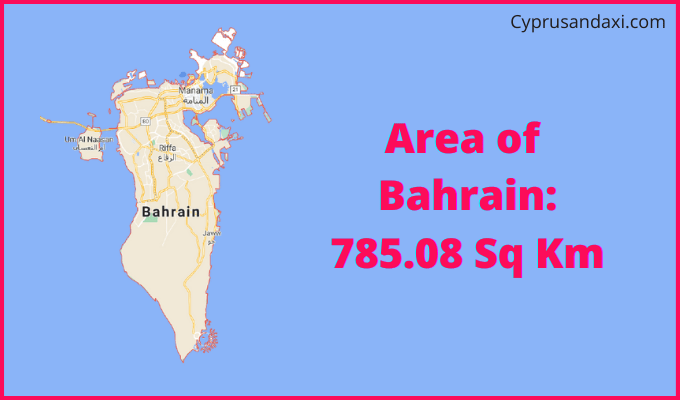 Area of Bahrain compared to West Virginia