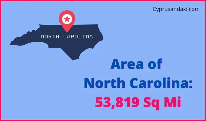Area of North Carolina compared to Taiwan
