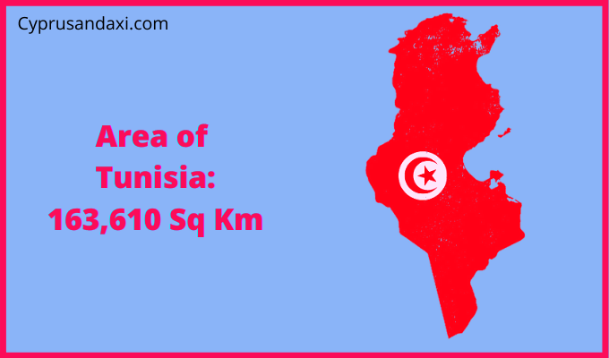 Area of Tunisia compared to Rhode Island