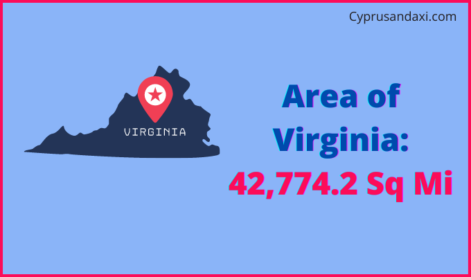 Area of Virginia compared to Italy