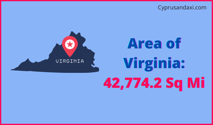 Area of Virginia compared to Lithuania