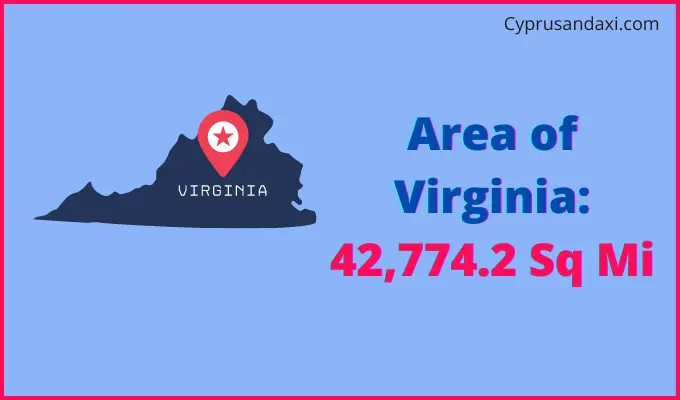 Area of Virginia compared to Myanmar