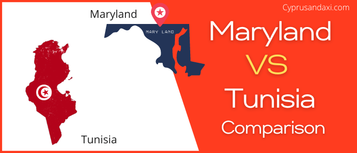 Is Maryland bigger than Tunisia